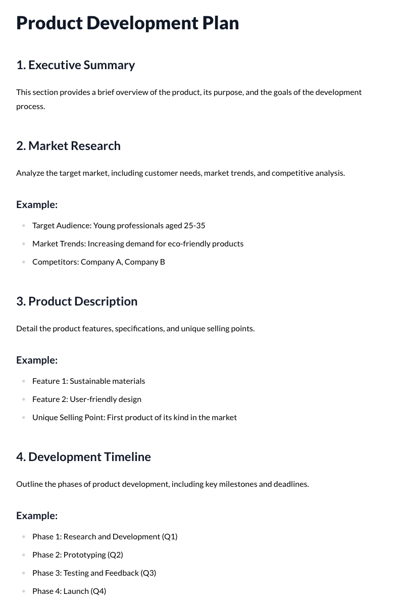 Product Development Plans