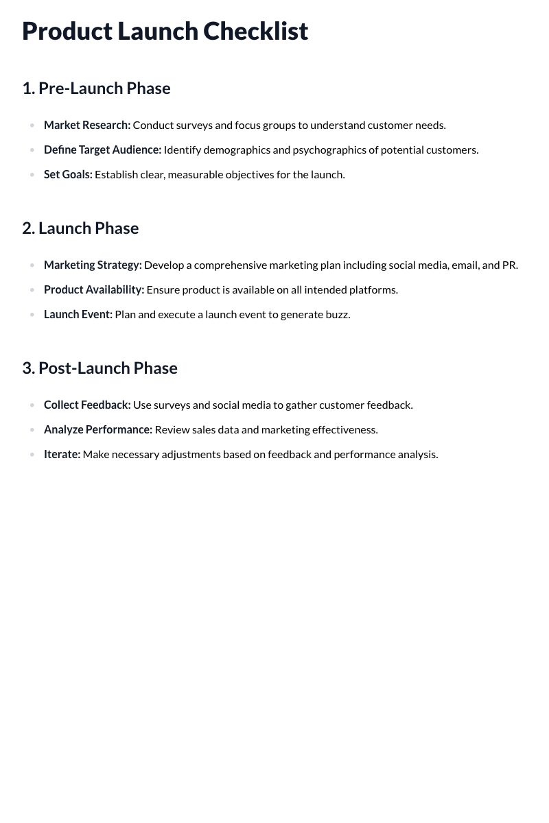 Product Launch Checklist