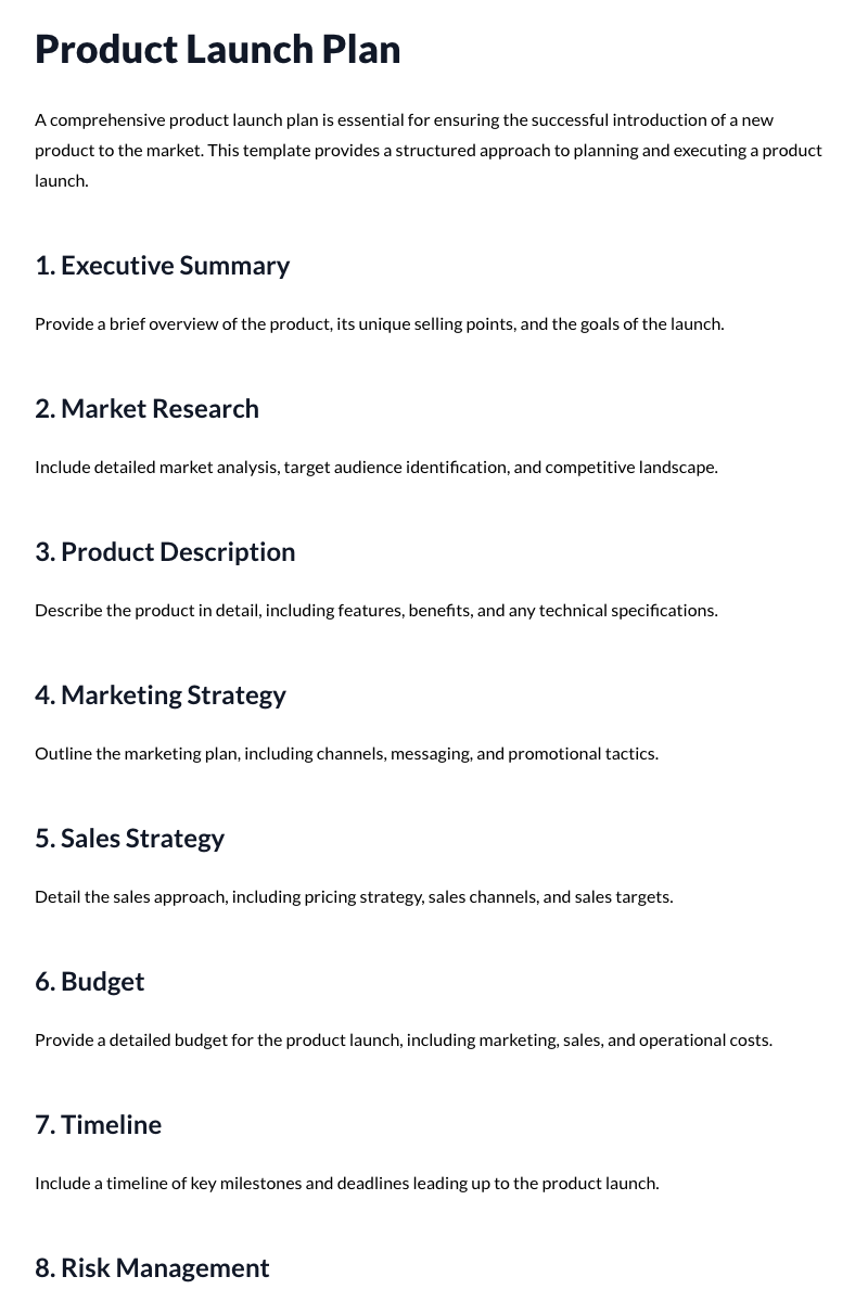 Product Launch Plan