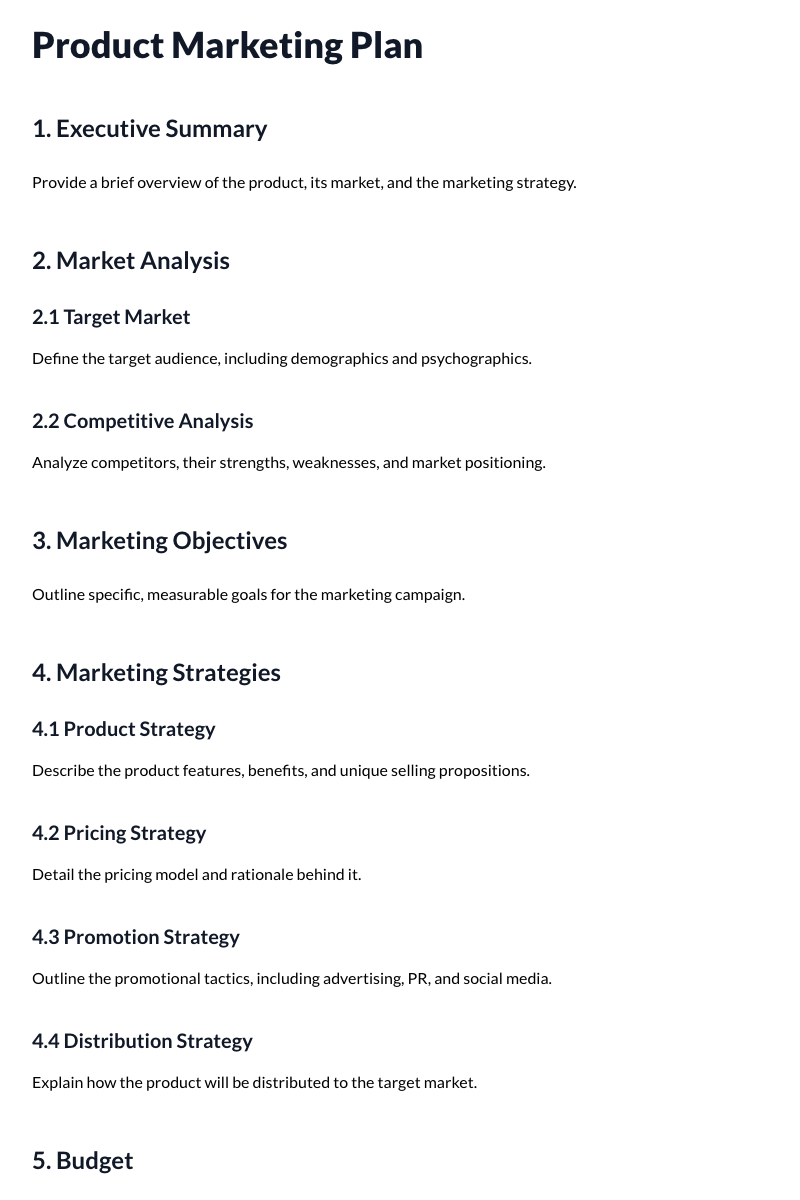 Product Marketing Plan