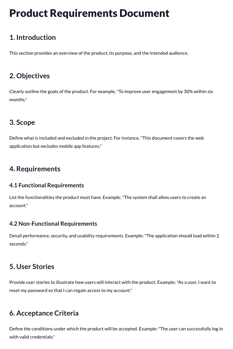 Product Requirements Document Template