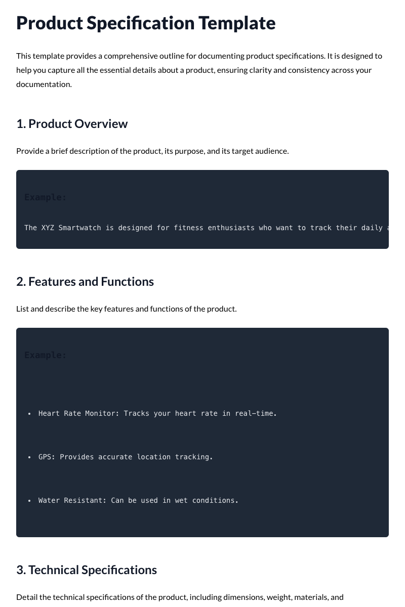 Product Specification Template