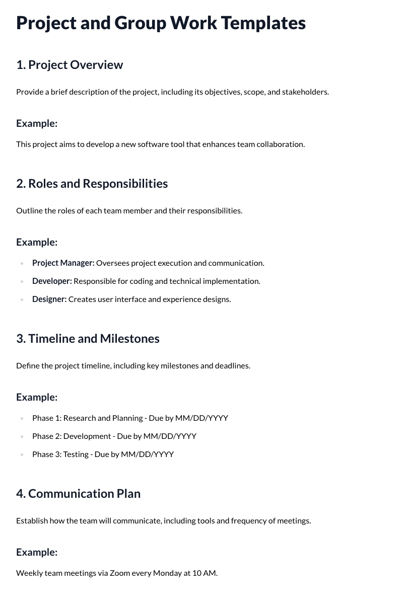 Project and Group Work Templates