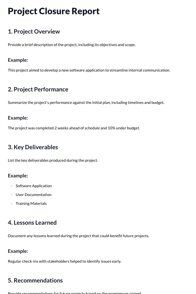 Project Closure Report Template
