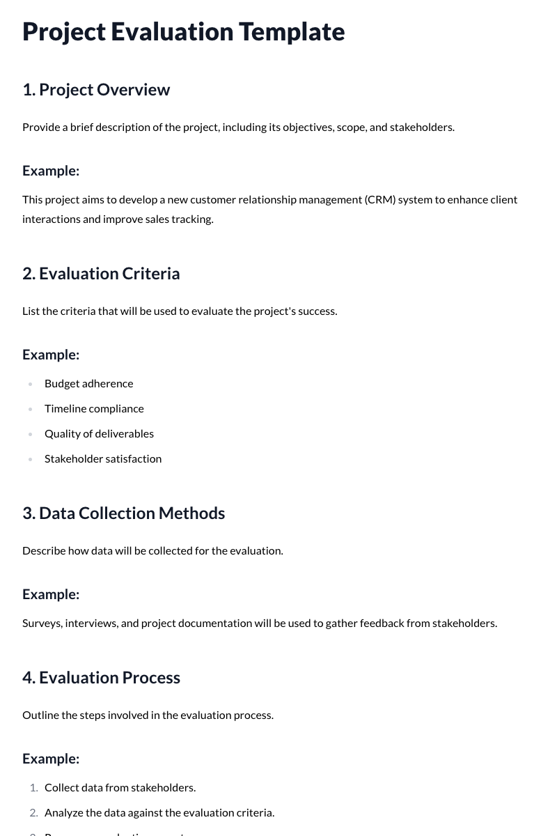 Project Evaluation Template
