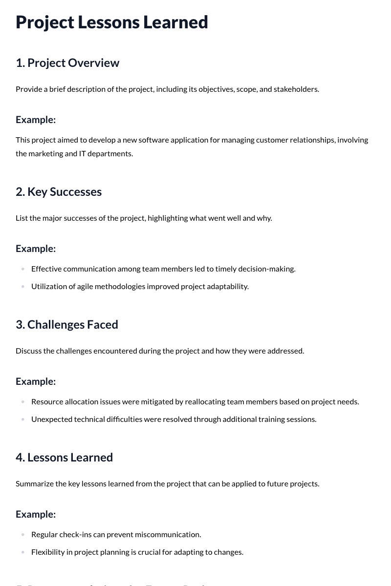 Project Lessons Learned Template