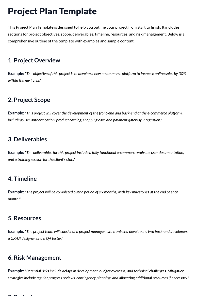 Project Plan Template