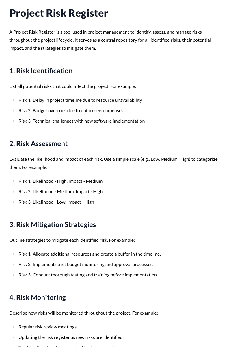Project Risk Register