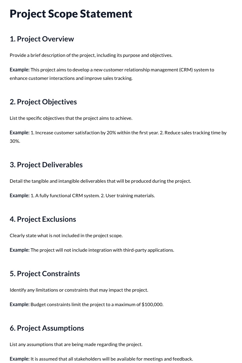 Project Scope Statement Template