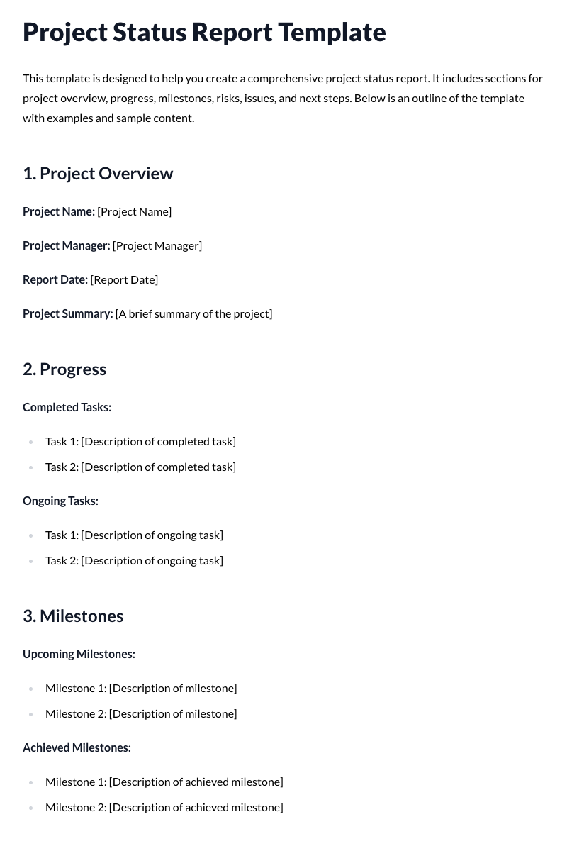 Project Status Report Template