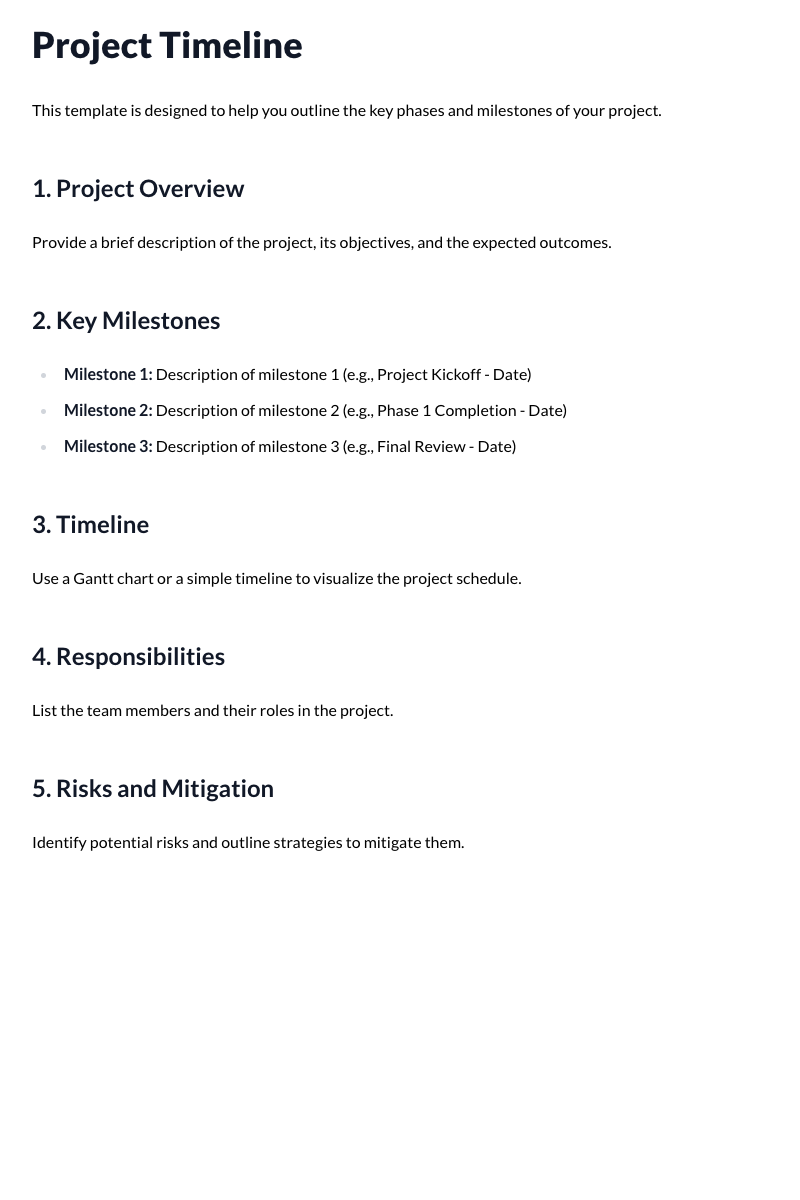 Project Timeline Template