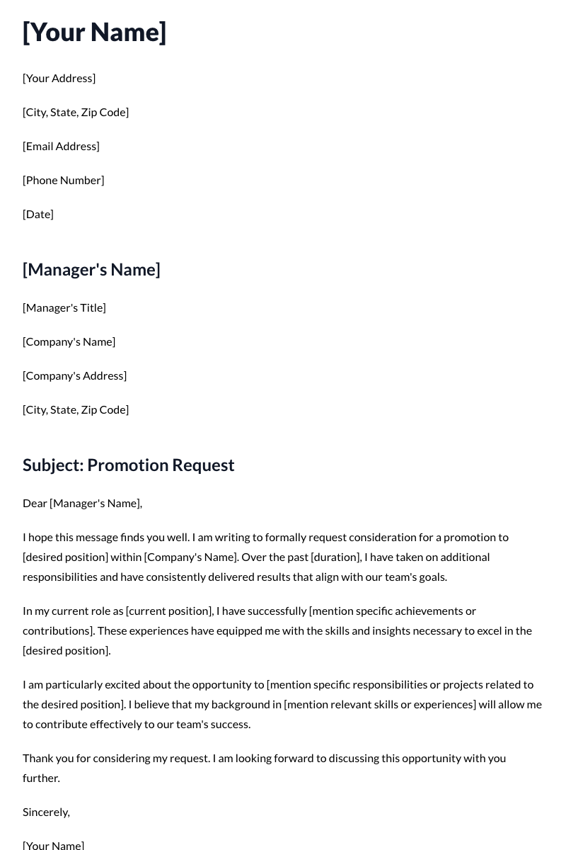 Promotion Letter Template