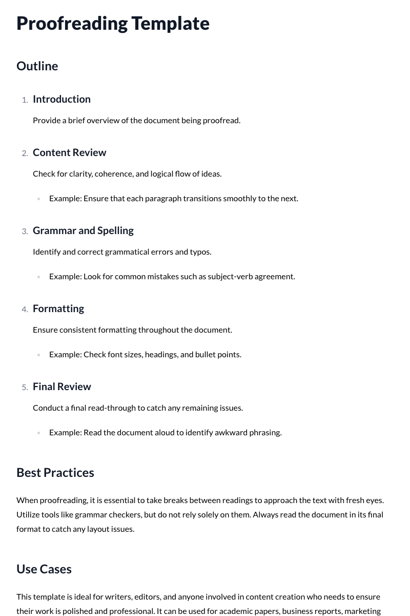 Proofreading Template