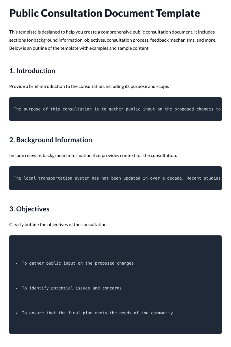 Public Consultation Document Template