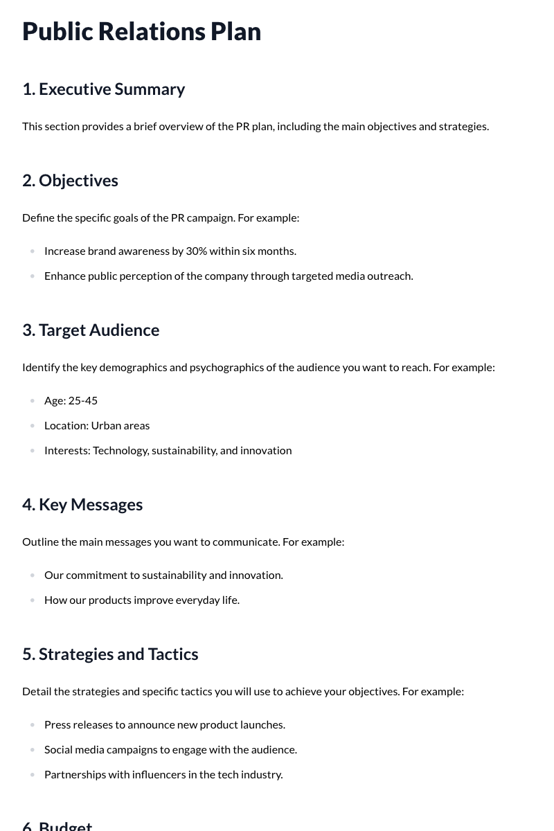 Public Relations Plans