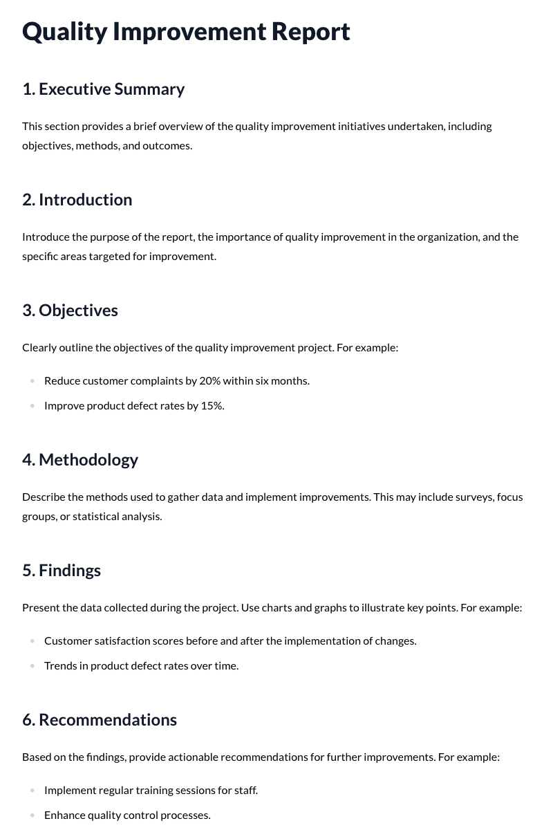 Quality Improvement Reports