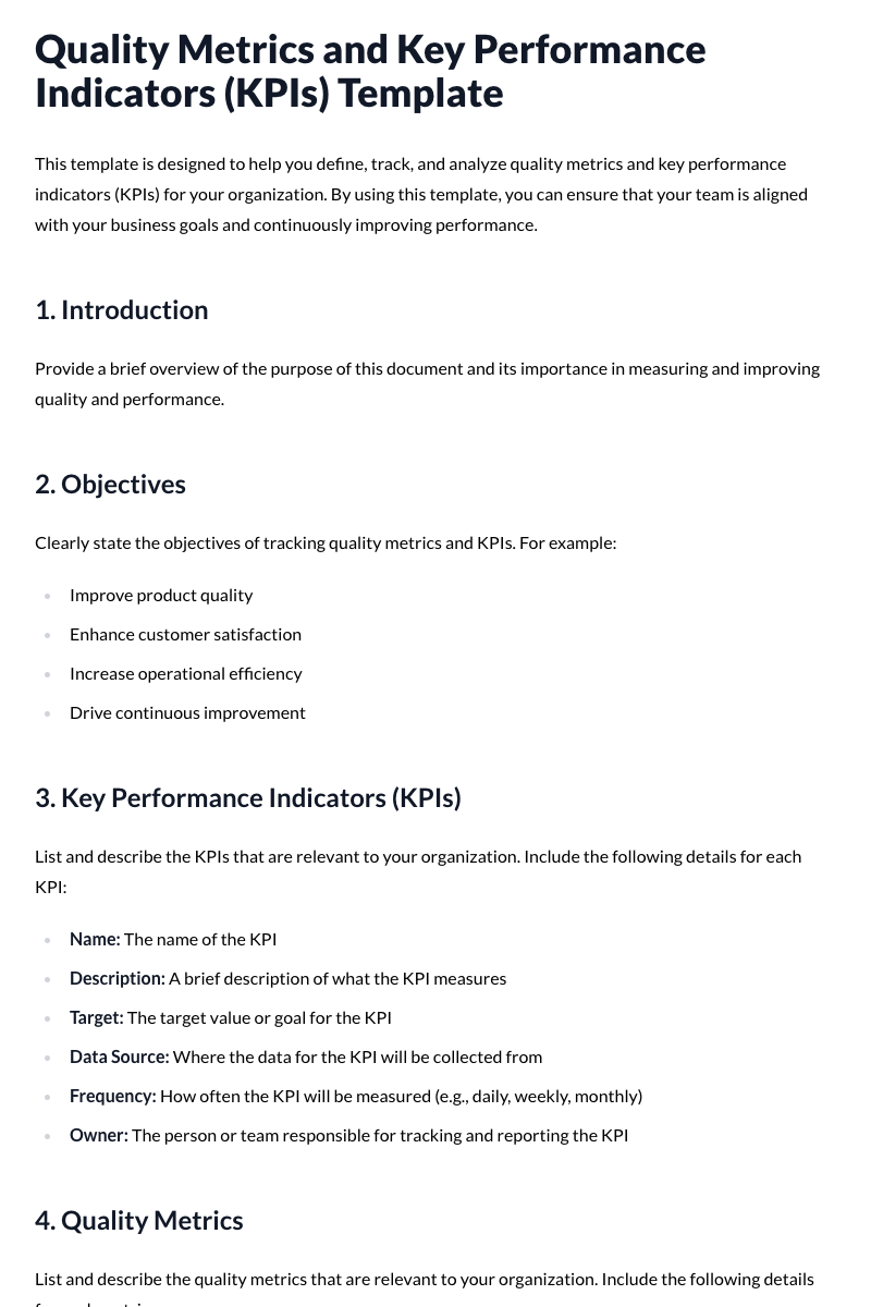 Quality Metrics and Key Performance Indicators (KPIs)