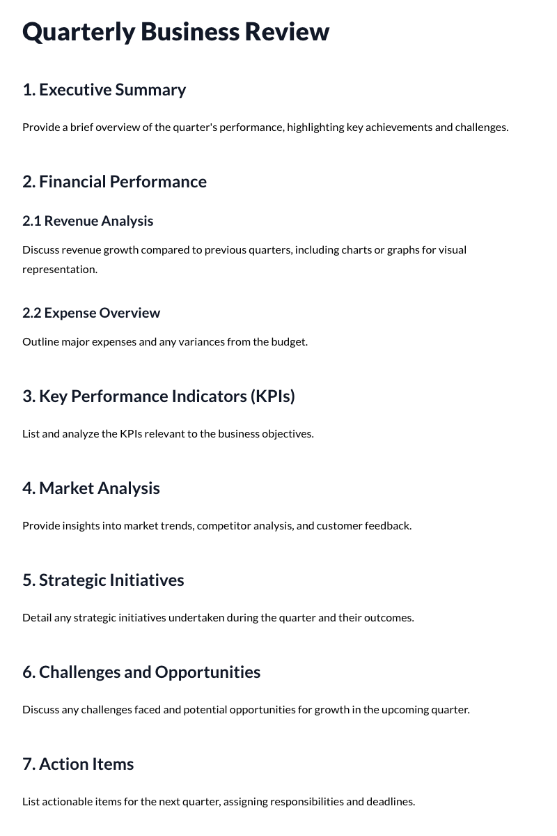Quarterly Business Review Template