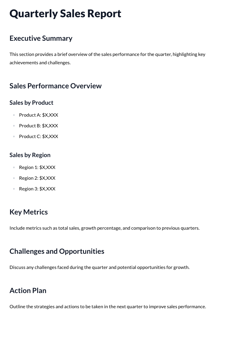Quarterly Sales Report Template