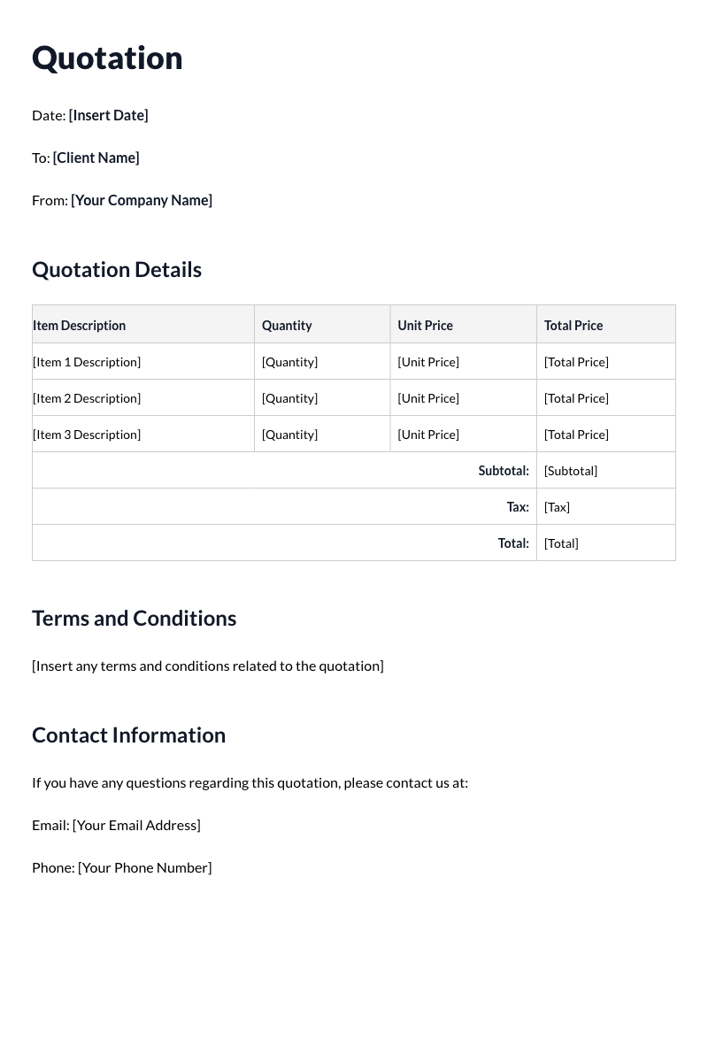 Quotation Template