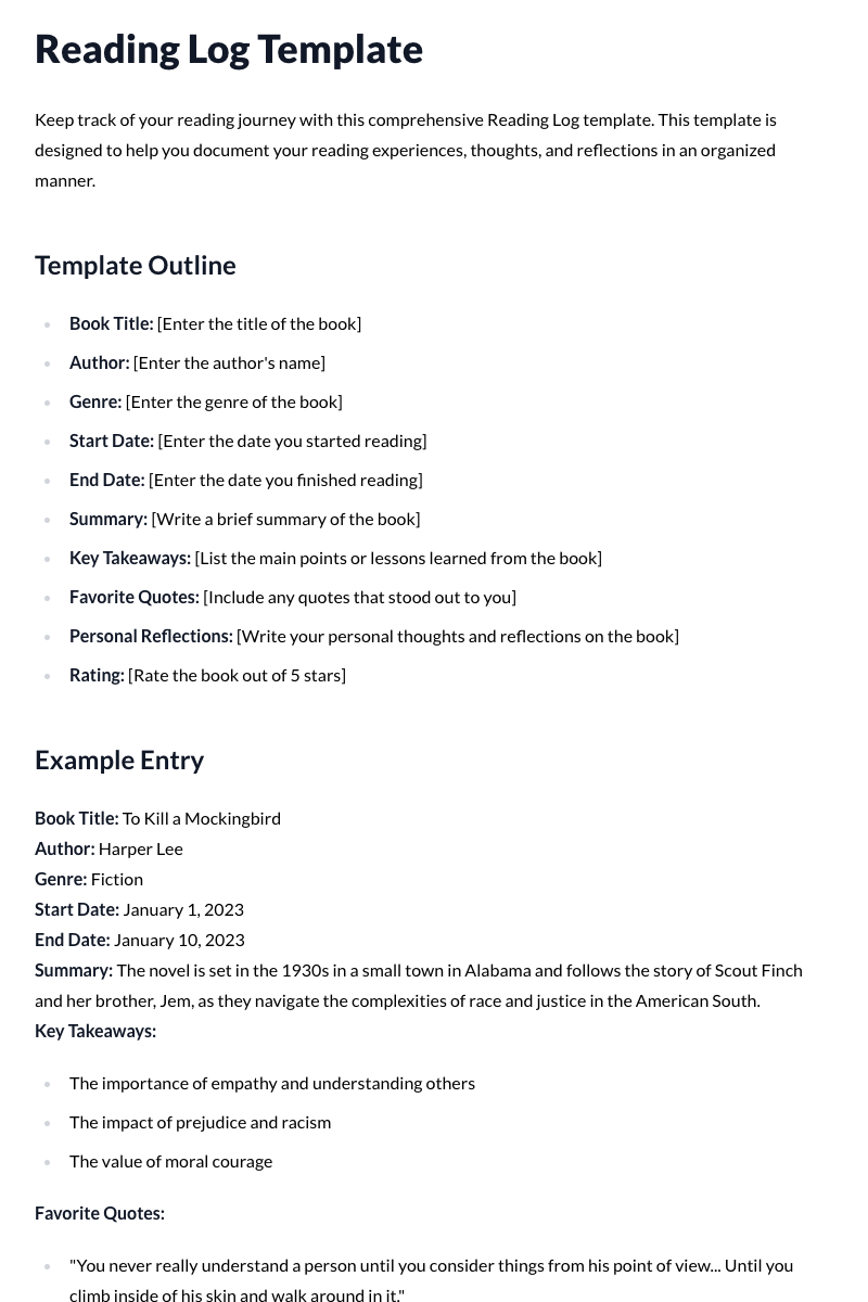 Reading Log