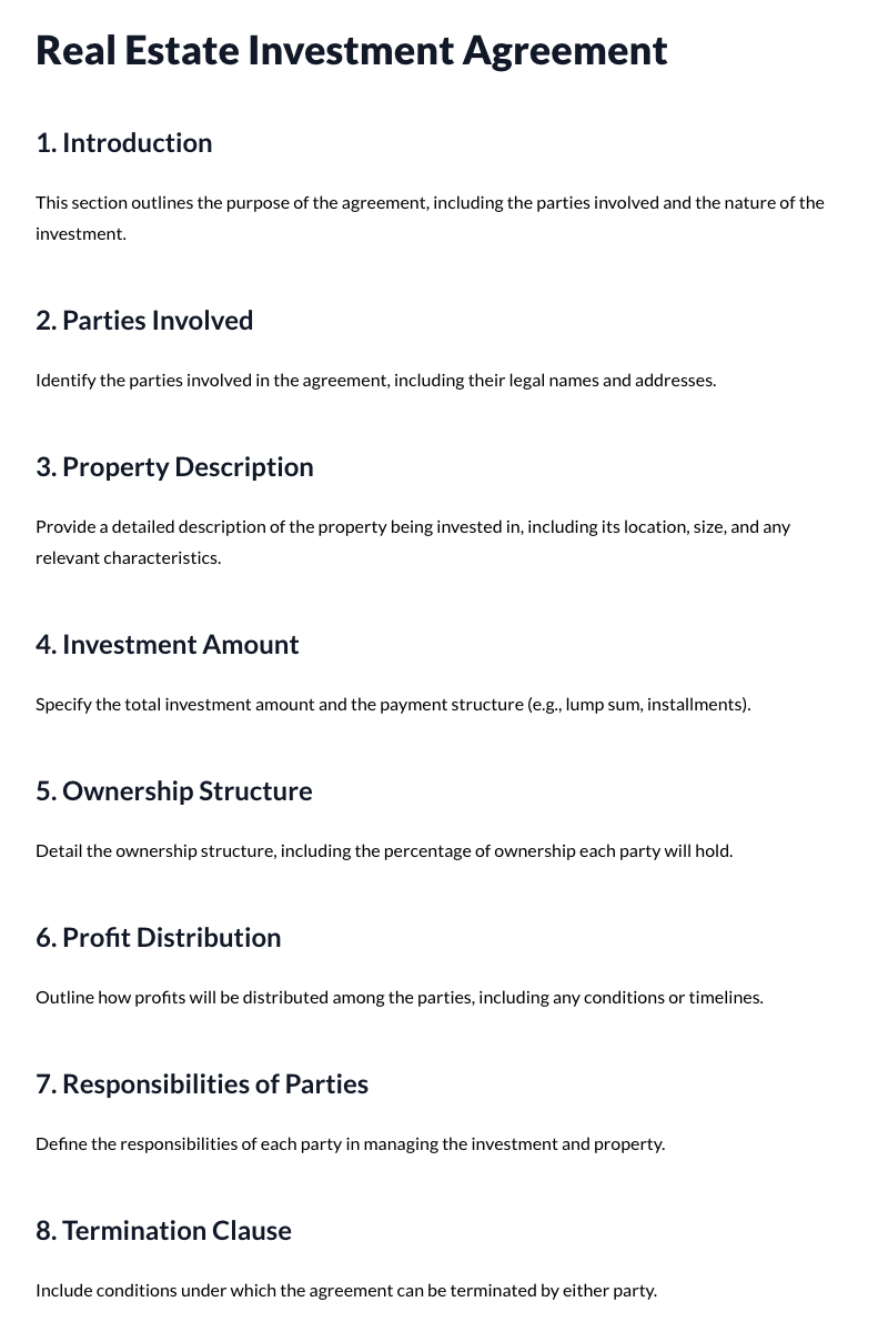 Real Estate Investment Agreements