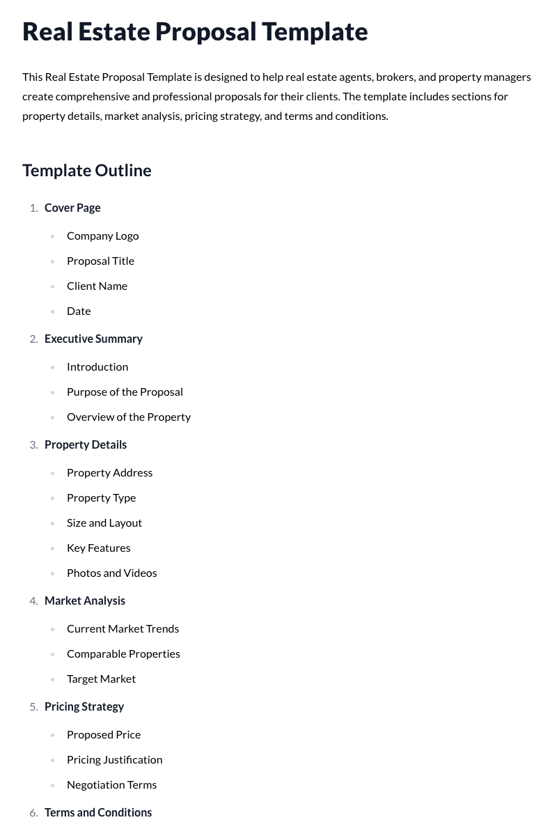 Real Estate Proposal Template
