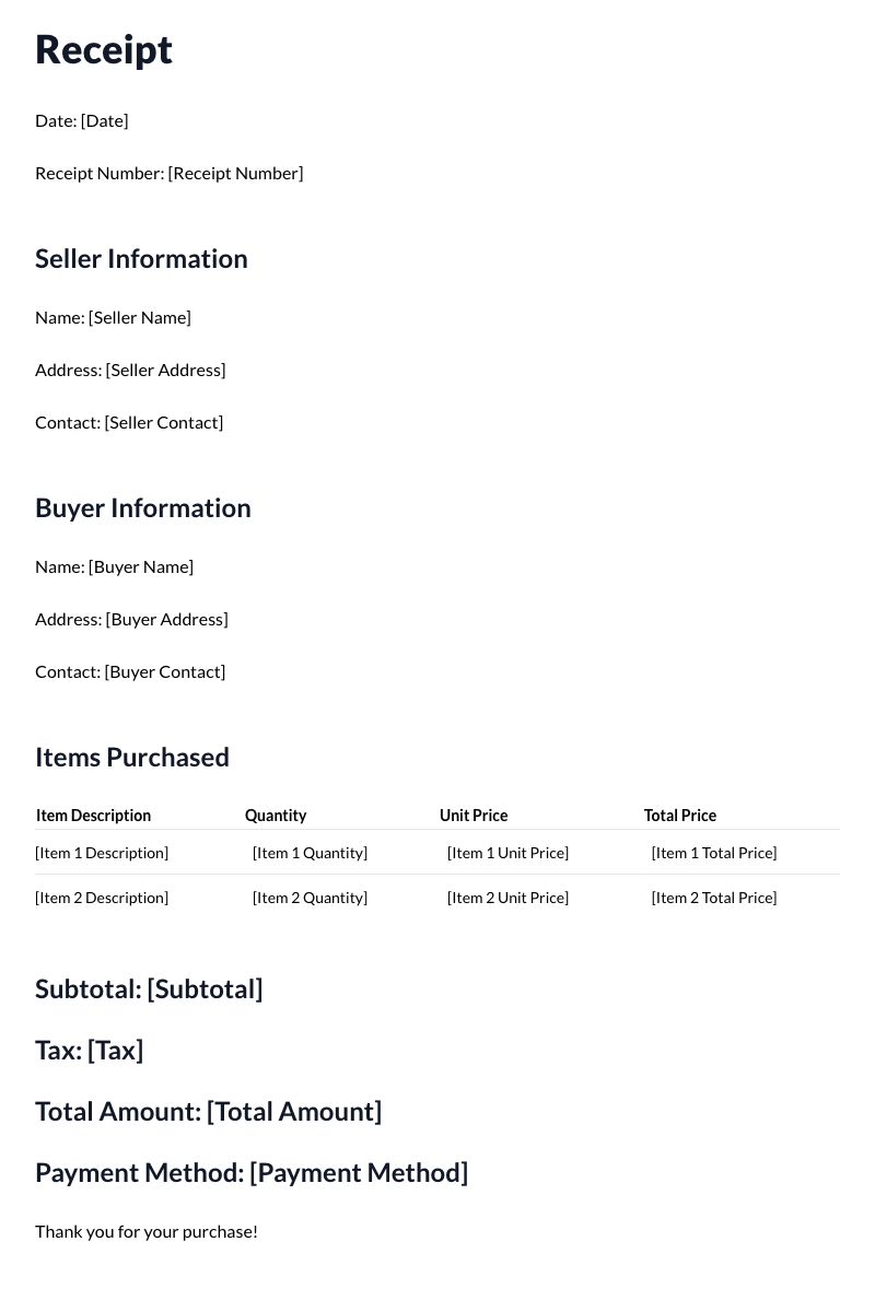 Receipt Template