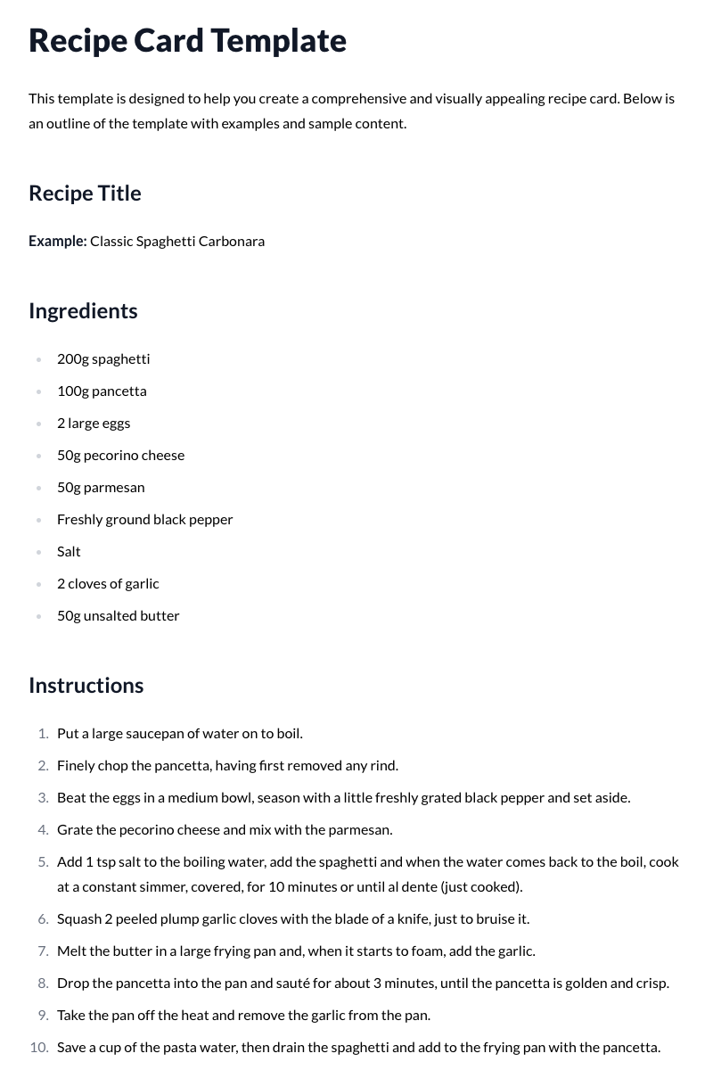 Recipe Card