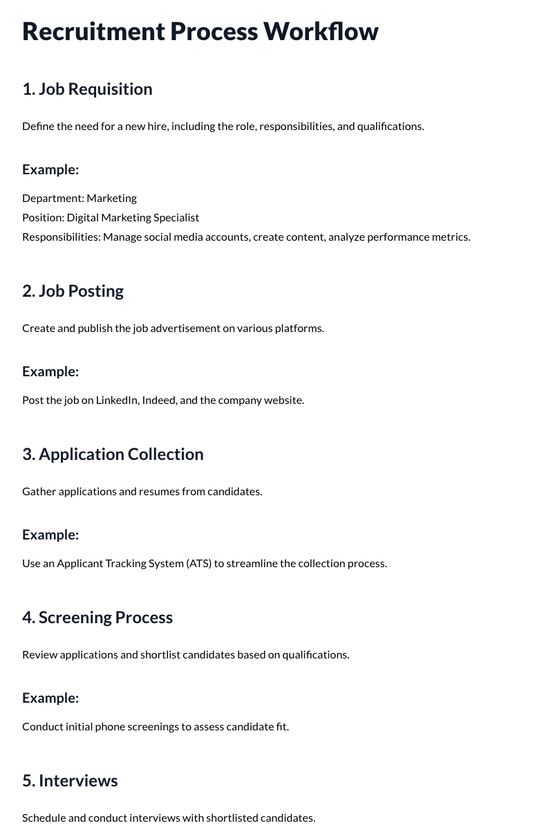 Recruitment Process Workflow Template (Stages flowchart)
