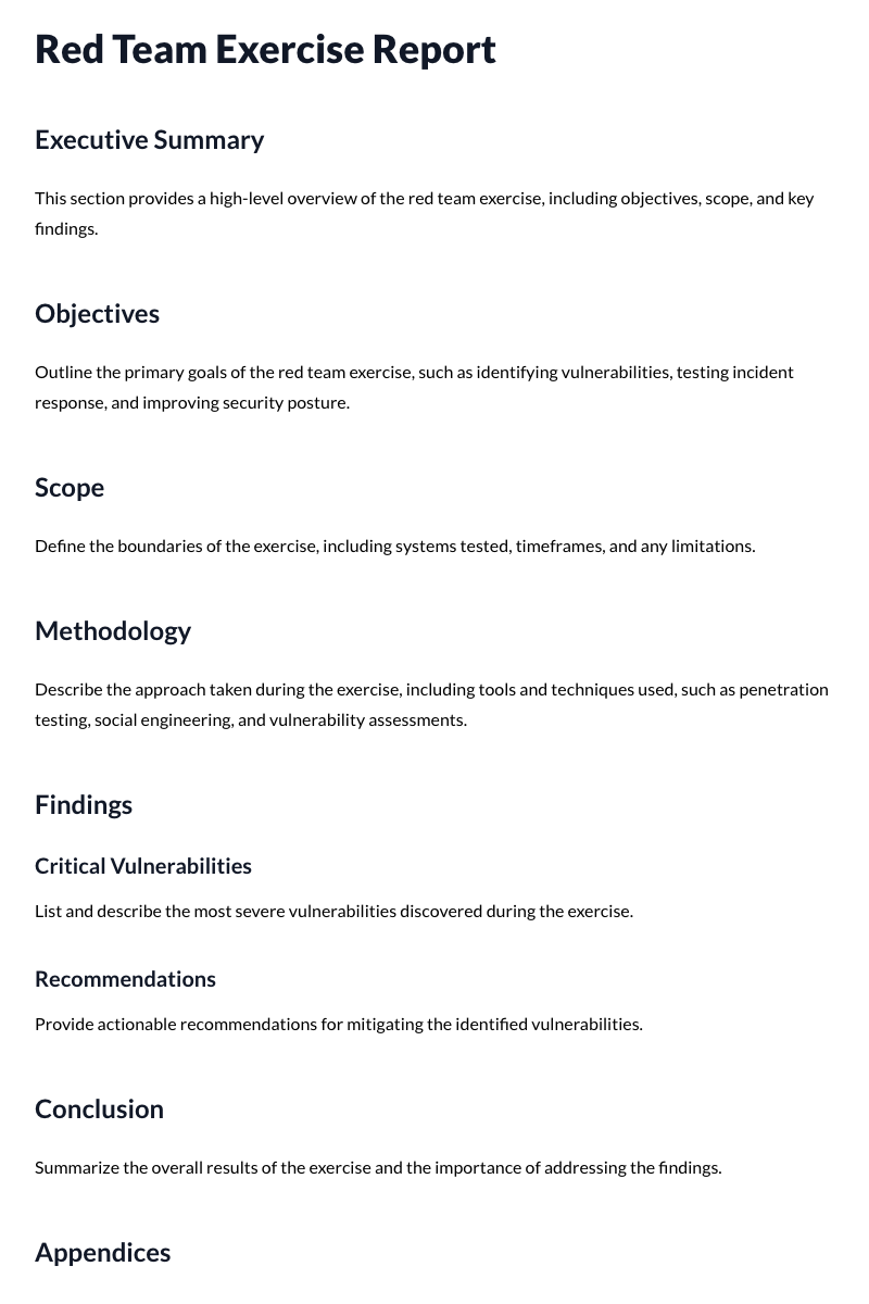 Red Team Exercise Report Template
