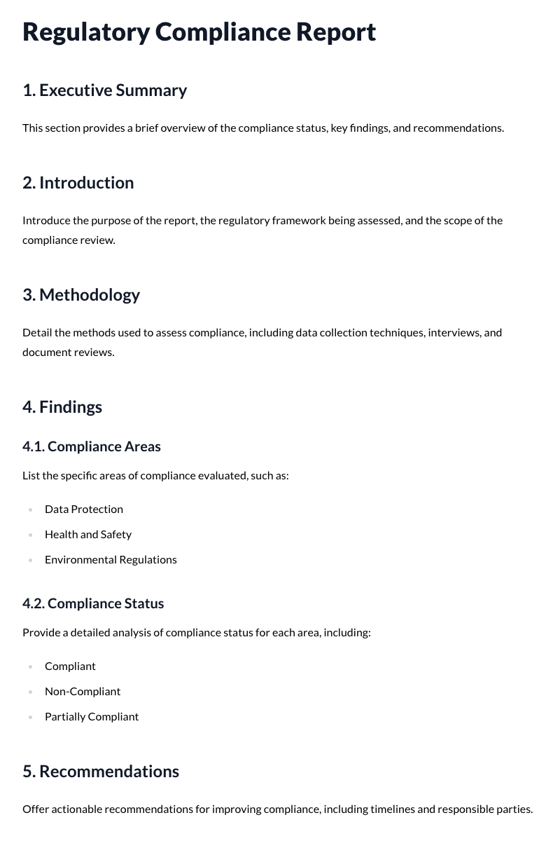 Regulatory Compliance Report Template
