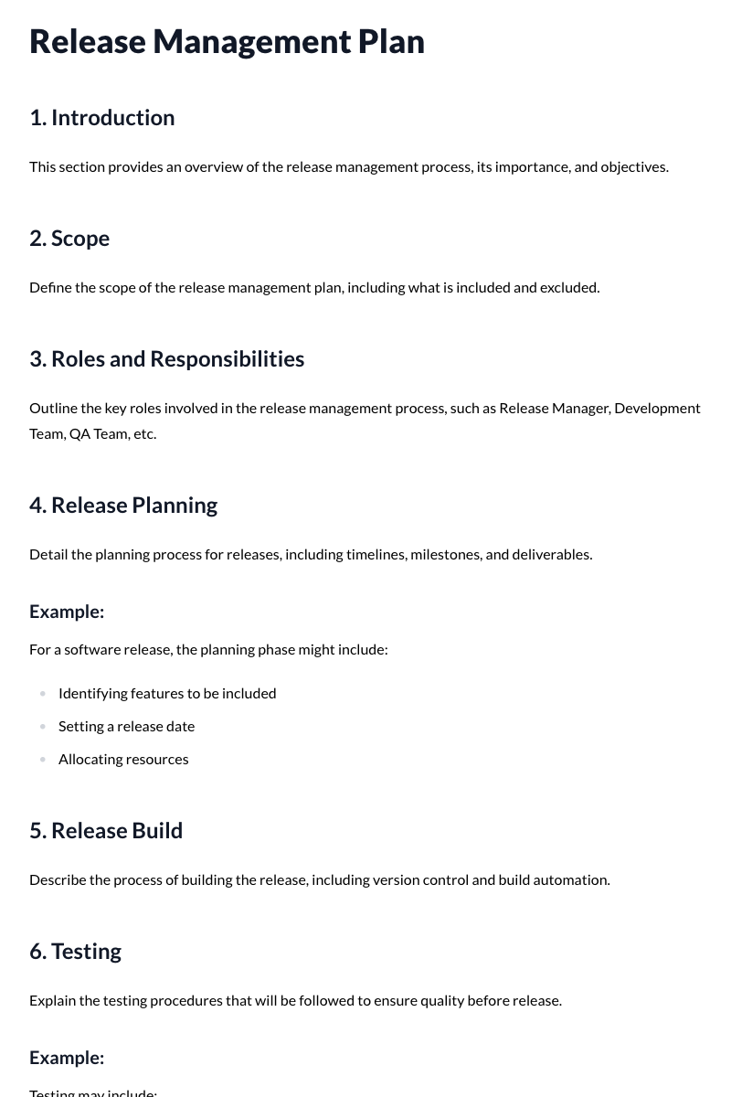 Release Management Plans