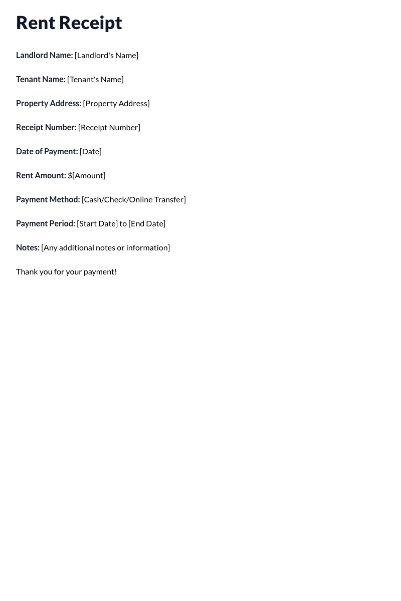 Rent Receipt Template