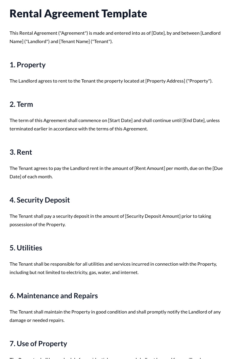 Rental Agreement Template