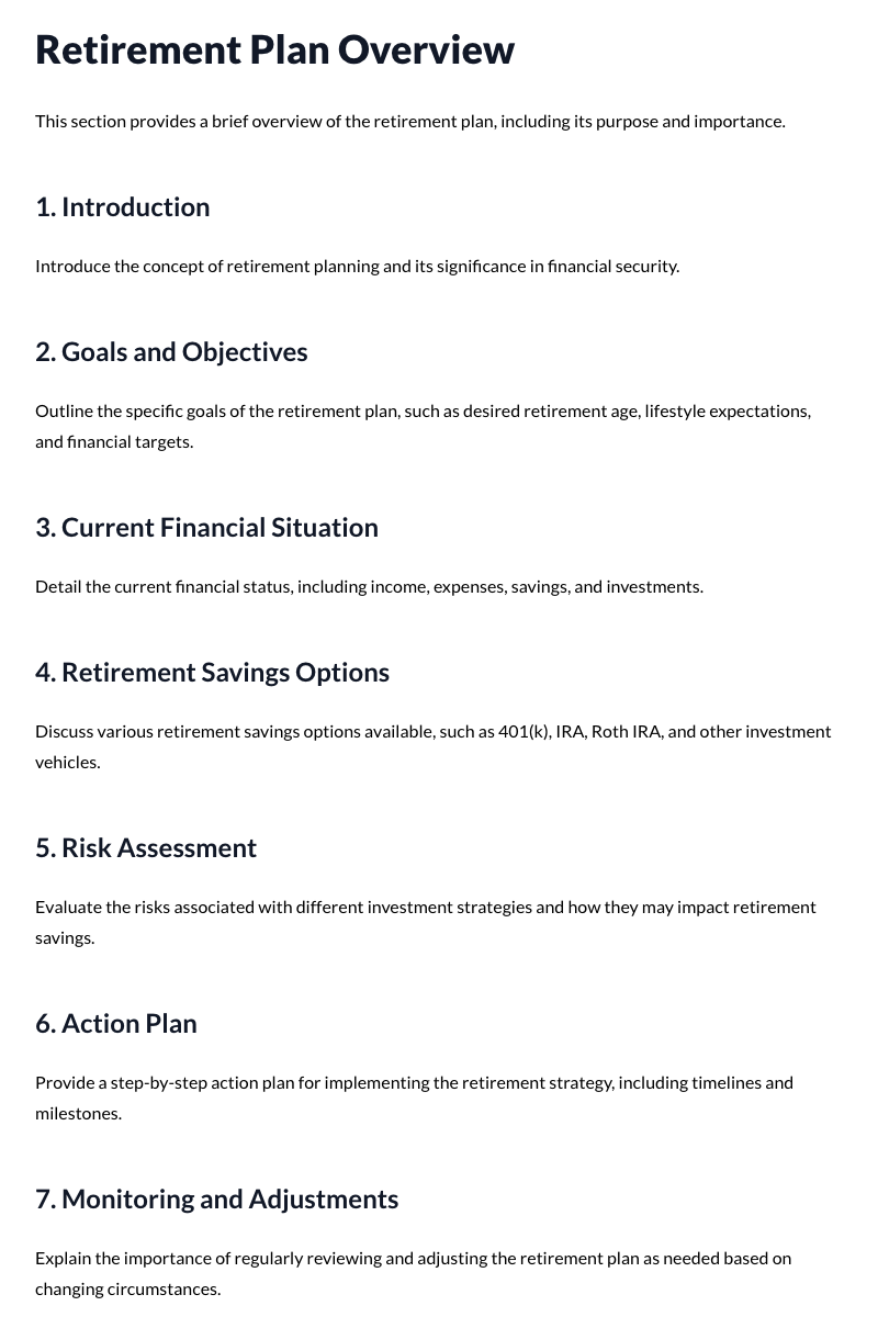 Retirement Plan Template