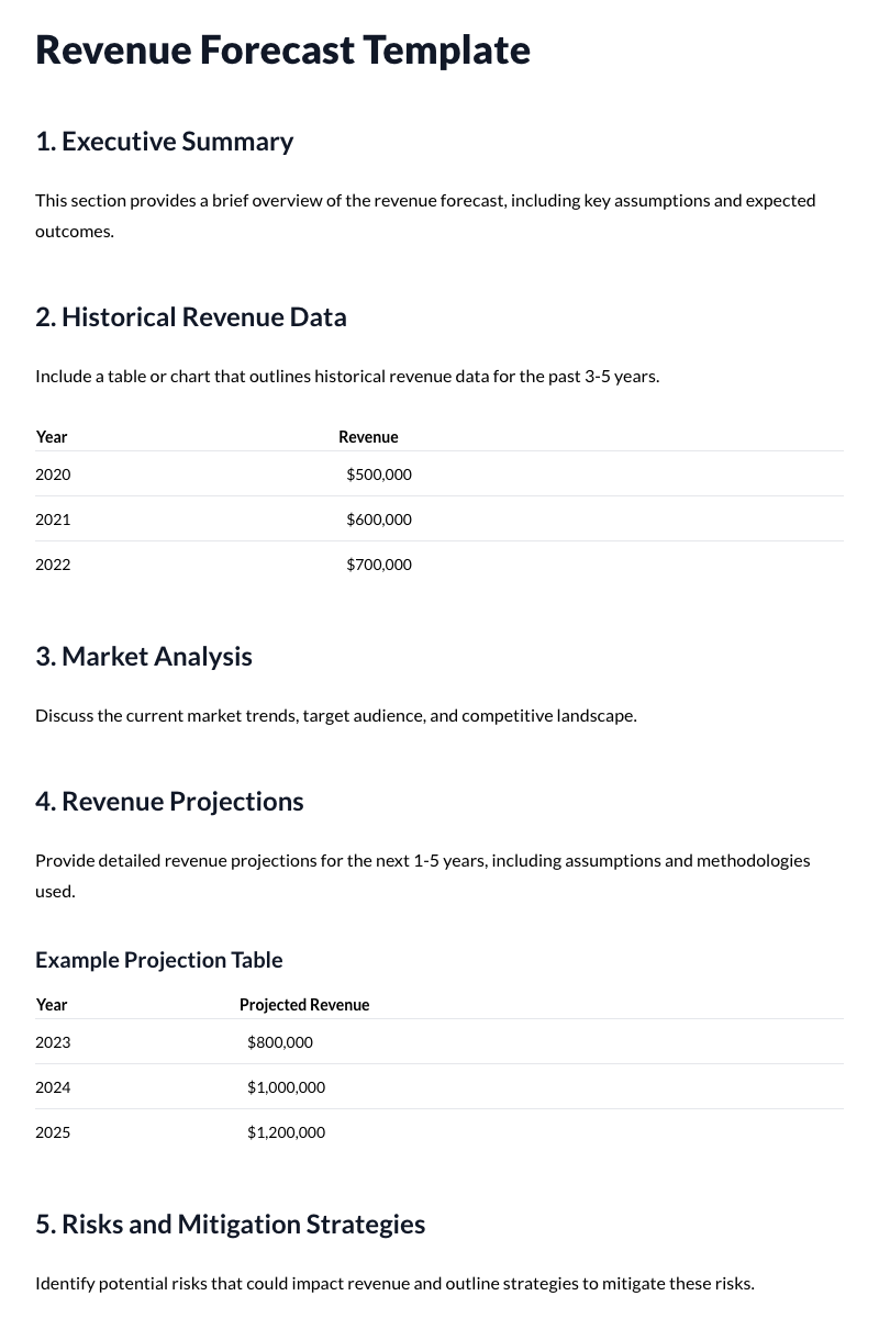 Revenue Forecast Template