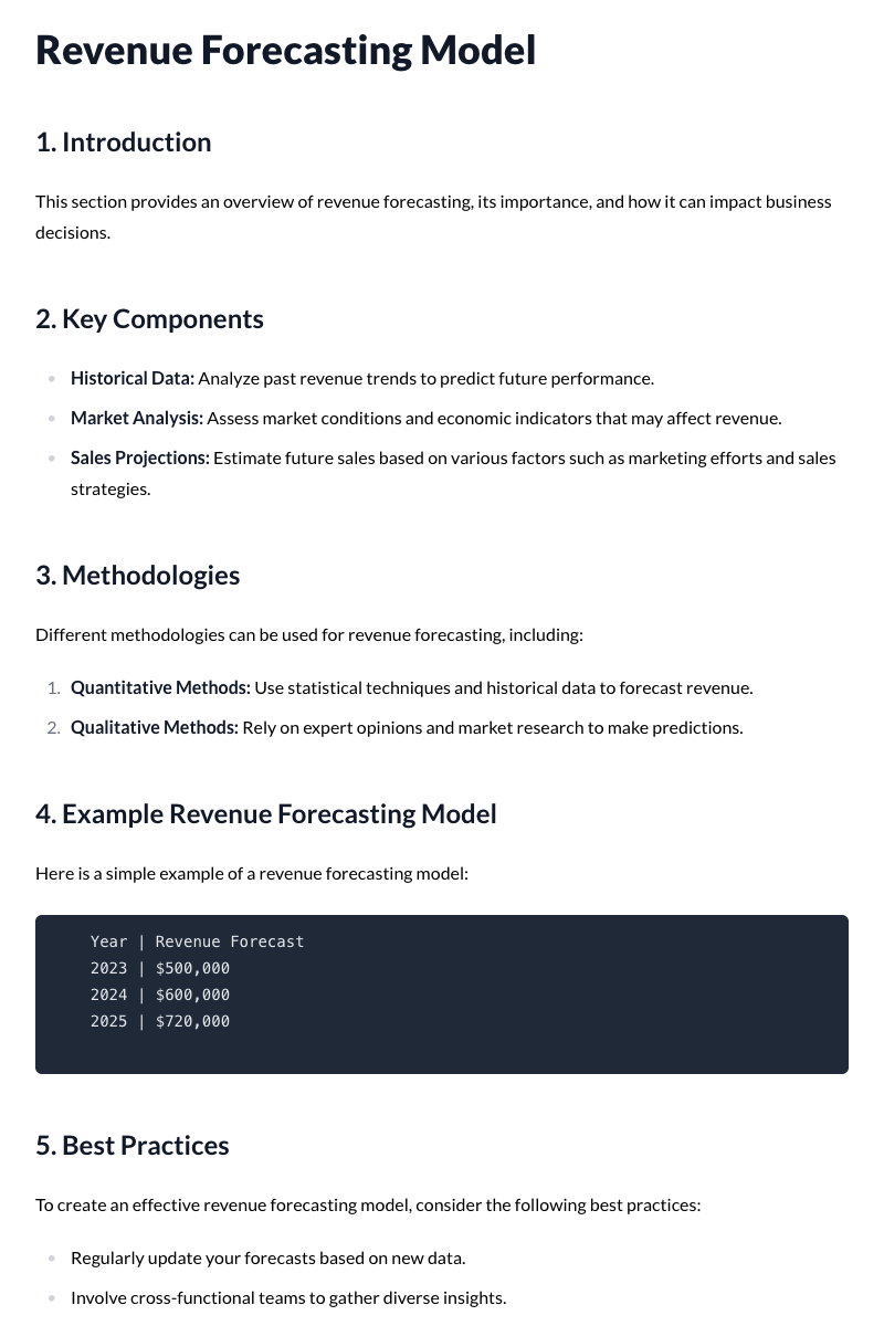 Revenue Forecasting Model