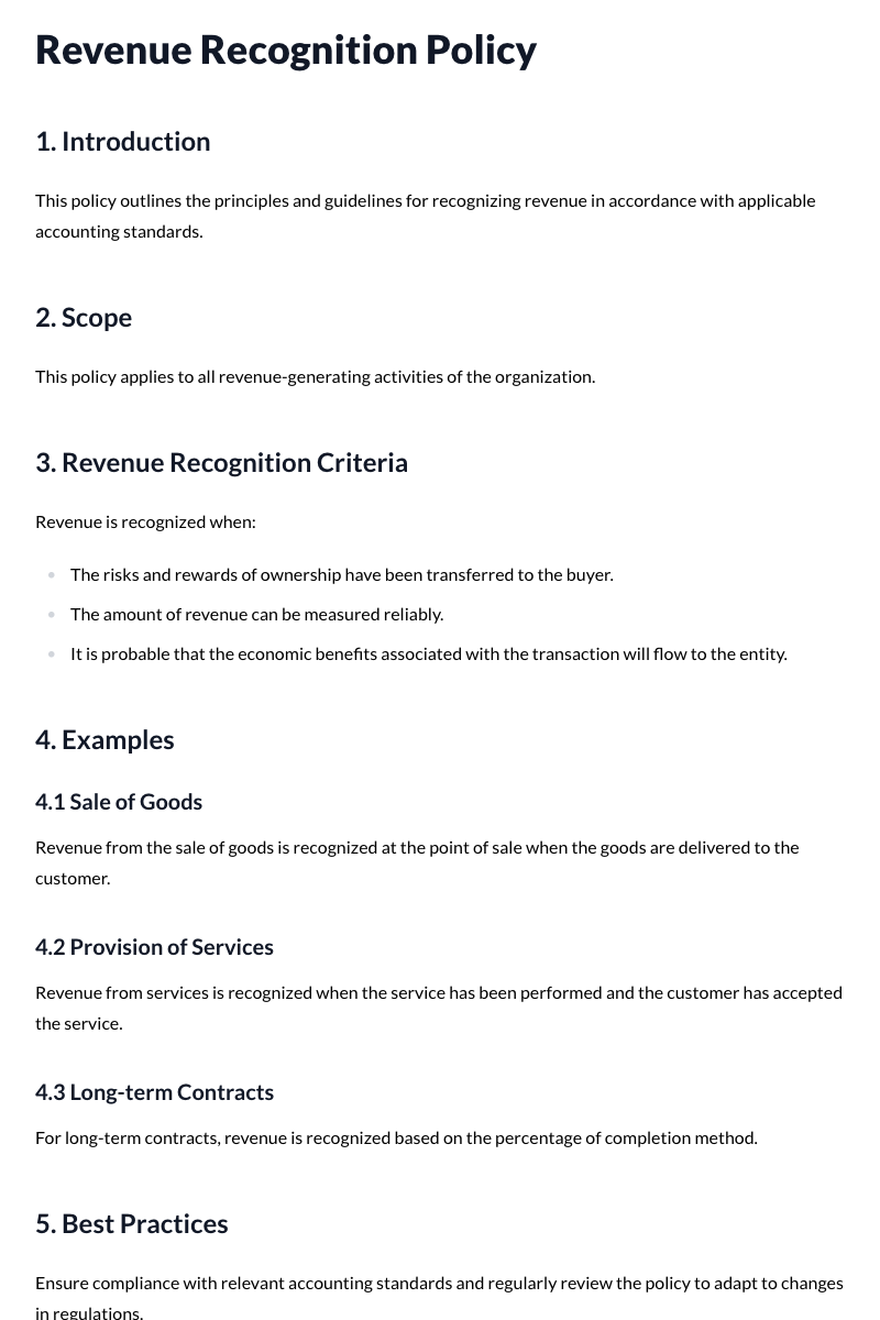 Revenue Recognition Policy