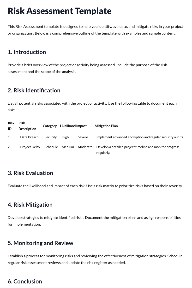 Risk Assessment