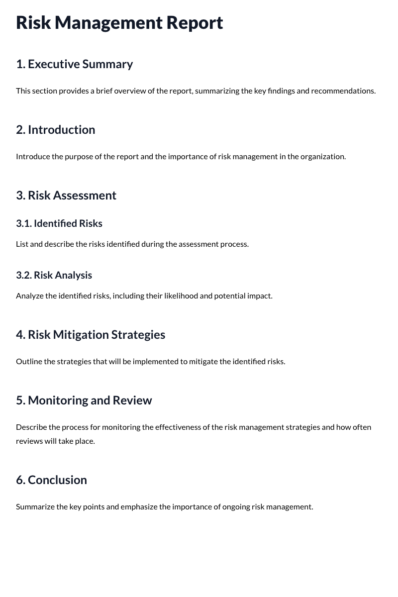 Risk Management Reports