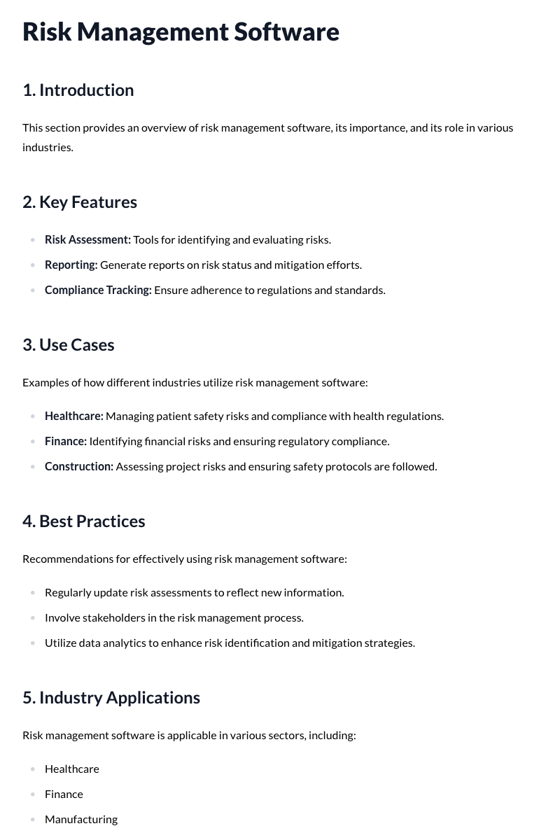 Risk Management Software Template