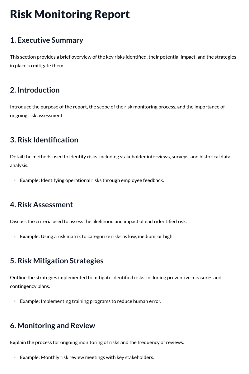 Risk Monitoring Report