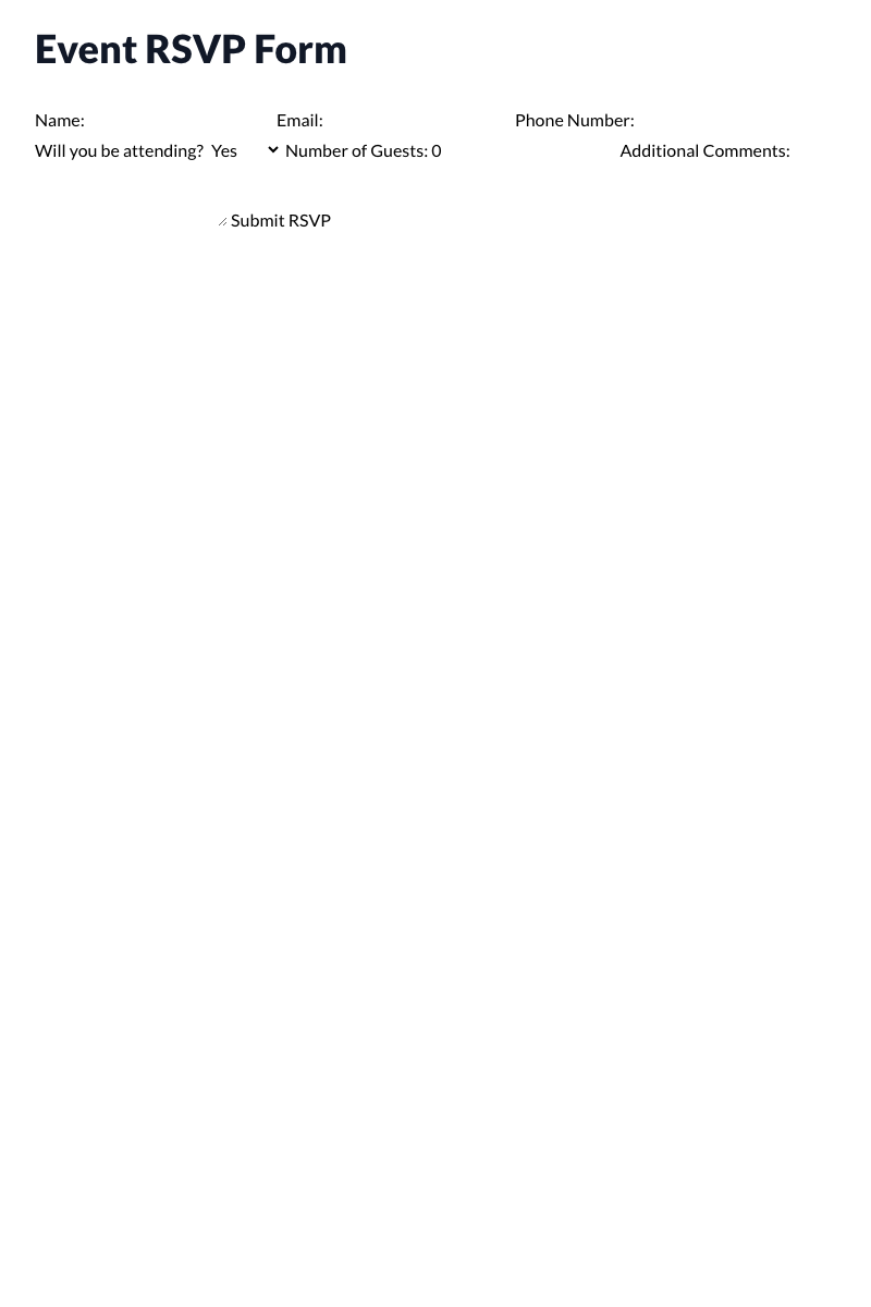 RSVP Form Template