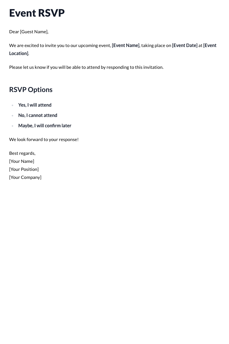 RSVP Template