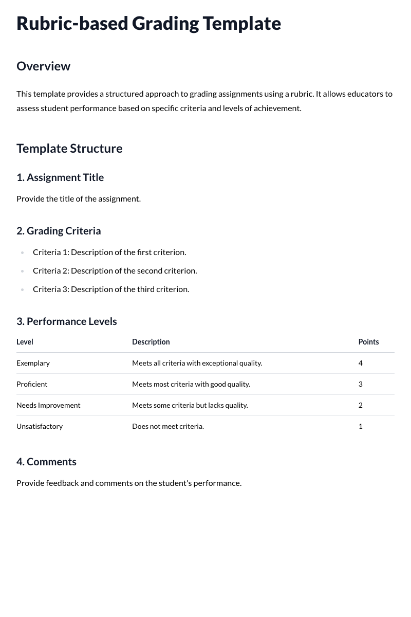 Rubric-based Grading Templates