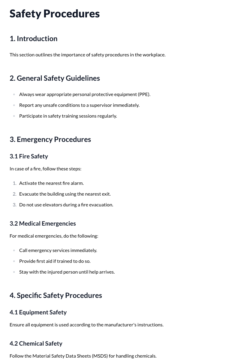 Safety Procedures Template