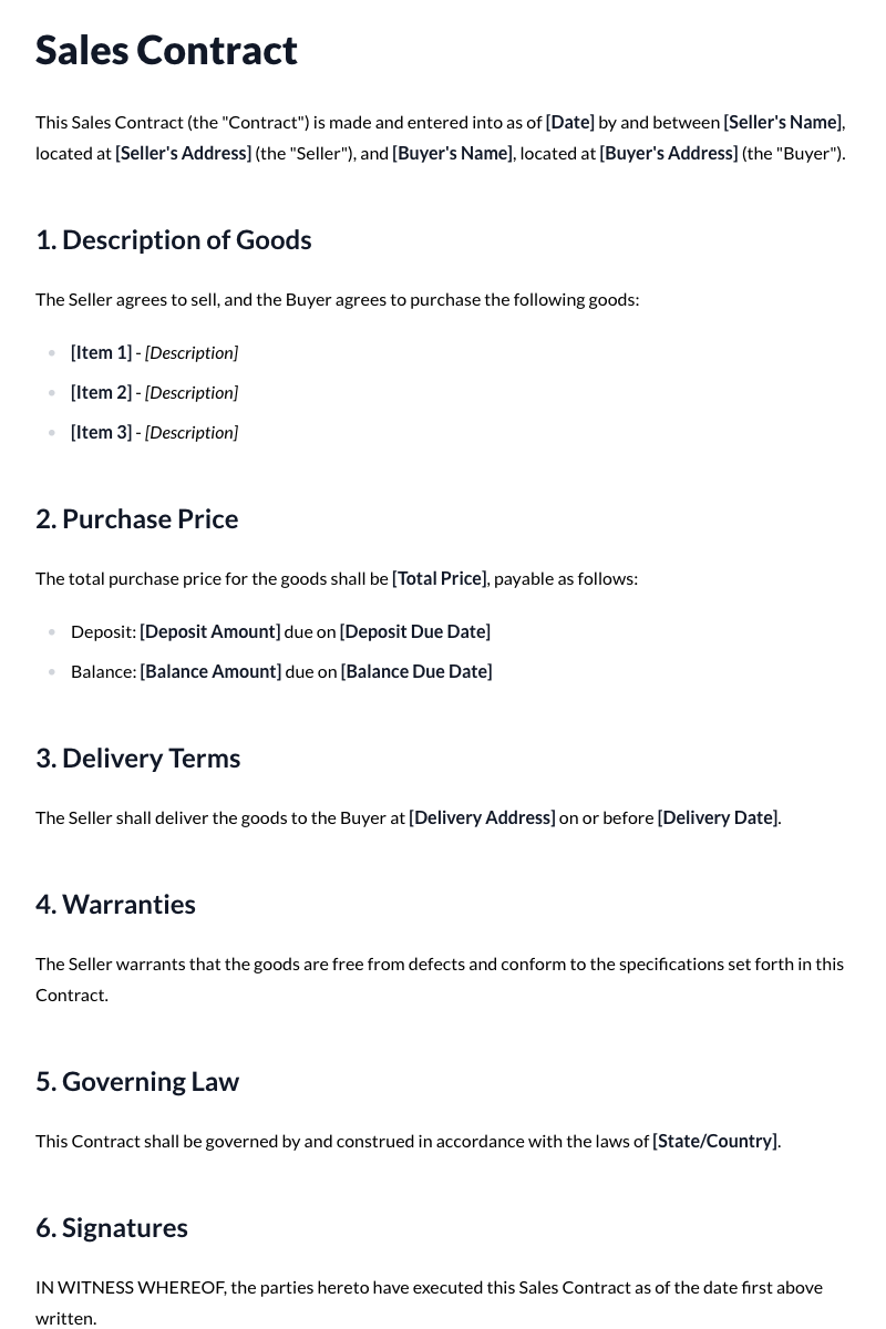 Sales Contract Template