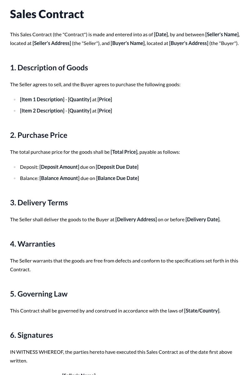 Sales Contract