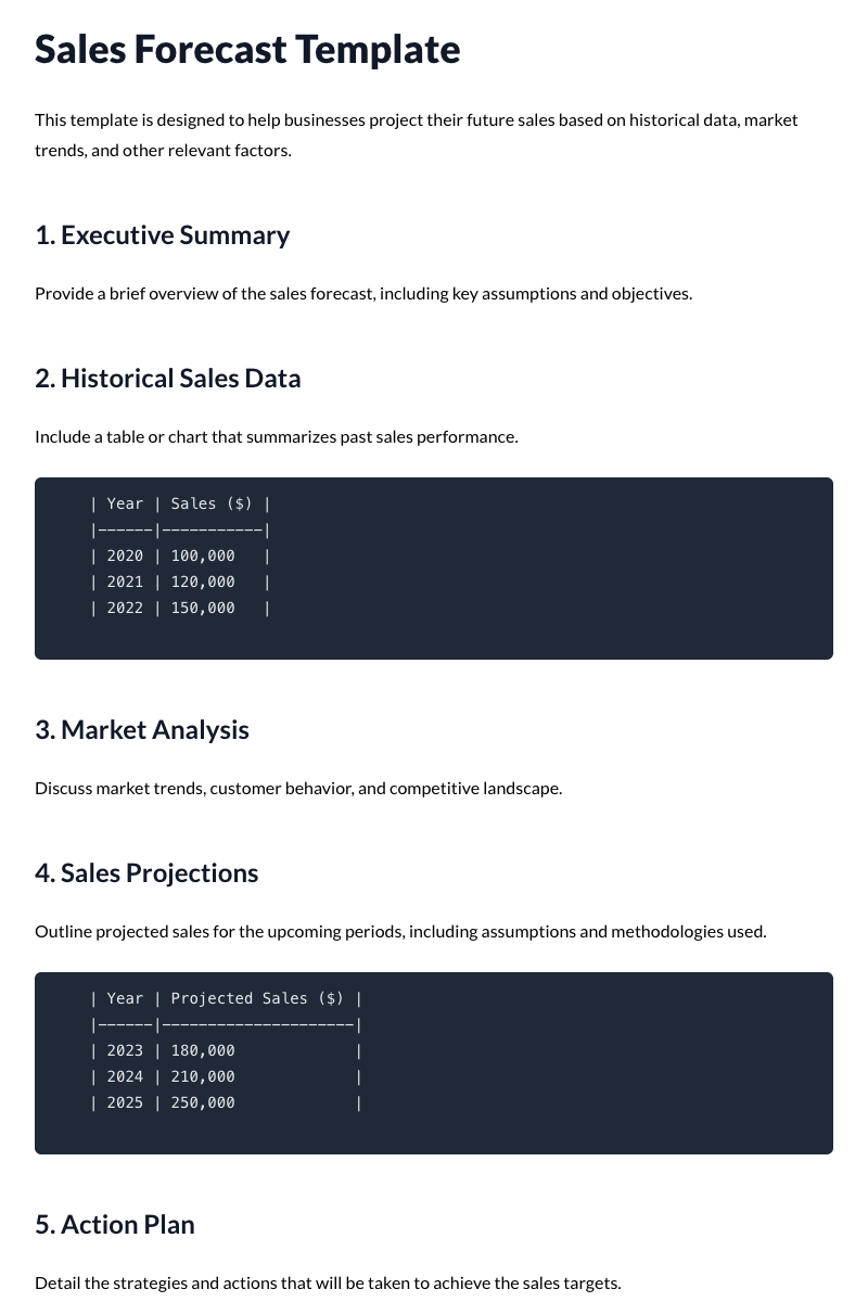 Sales Forecast Template